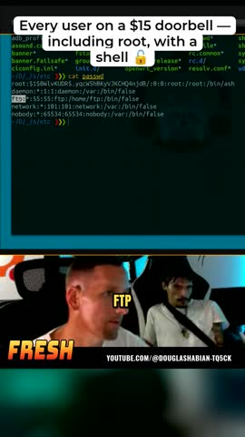 Delivered Short: a password file dump above two people in the room.